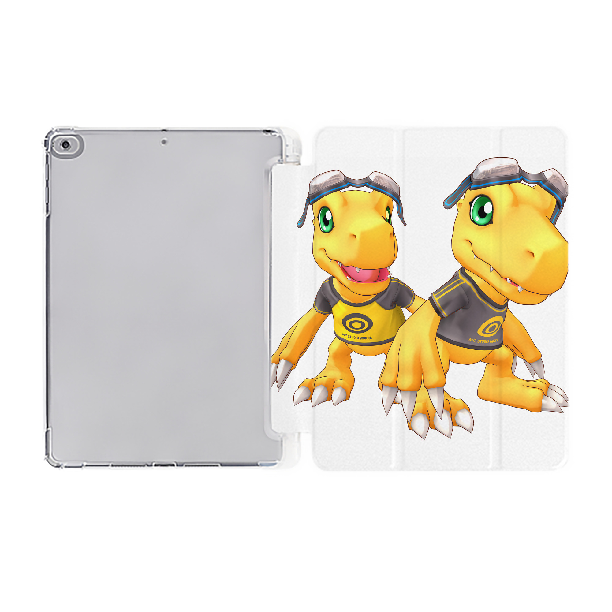 （画像用） Digimon デジタルモンスター/デジモン IPad ケース ペン収納付き 三つ折りスタンド PUレザー×シリコン 対応機種9.5/10.5/10.9インチ